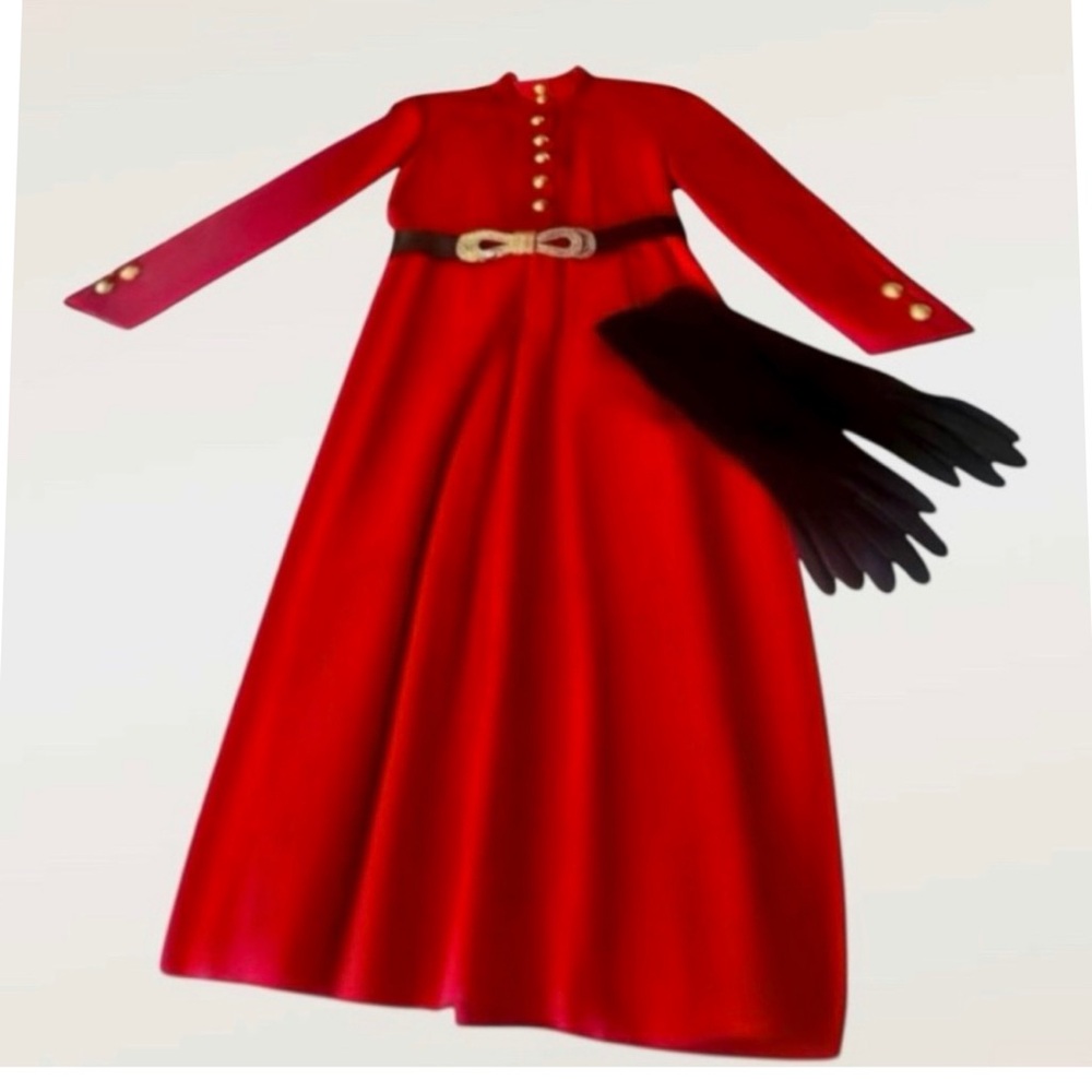 Vintage Santa Fe Jim Jim Tremlsay Red Dress Long Sleeve Sz 10 Fits Sz Small